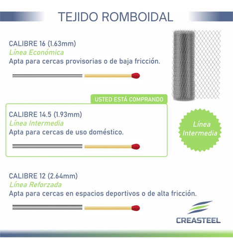 Tejido Romboidal Alambre 3'' 1,50x10mts Cal 14.5 X 4 Rollos