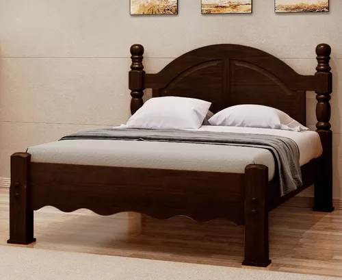 Cama de Casal Havana Madeira Maciça Bedroom - Imagine Móveis - A Sua Loja  de Móveis de Madeira Maciça