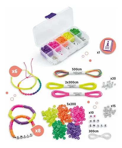 Kit De 6 Pulseras DIY Para Niños - Con Amuletos Y Bloques De Construcción