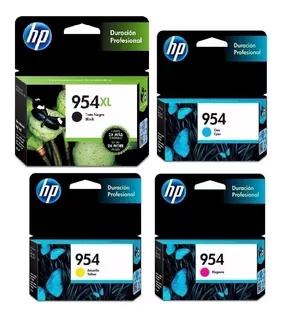 Combo Cartucho Hp 954xl Negro + 3 Hp 954 Colores Originales