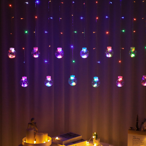 Cortina De Luces Led De Hadas Con Bolas De Colores