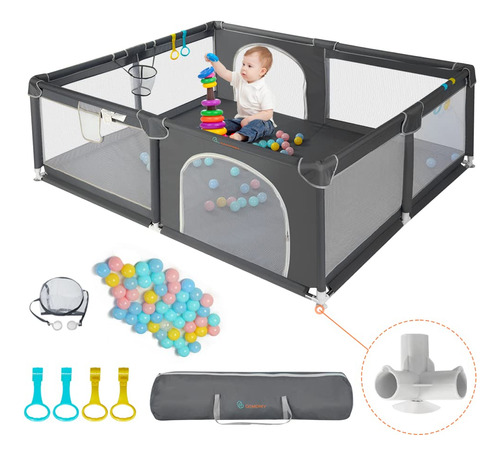 Corralito De Juegos Para Bebes Comomy, Gris Oscuro A