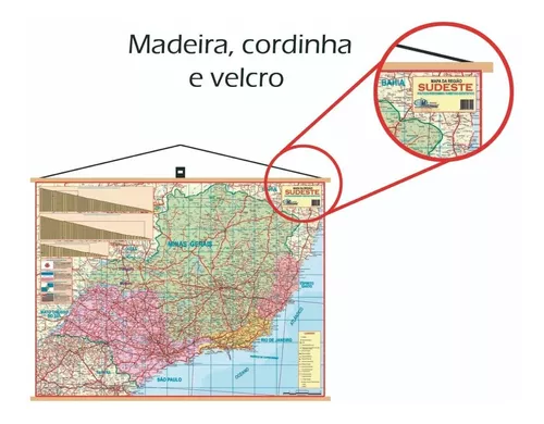 Mapa Portugal Politico Turístico Banner Com Cordinha