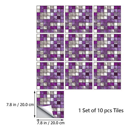 10 Piezas De Pegatinas De Azulejos De Mosaico 3d Autoad...