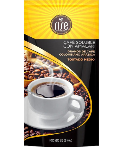 Café Rise Soluble Con Amalaki. Sobre P/20 Tazas 60grs.