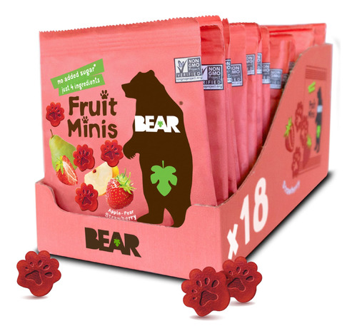 Bear Mini Bocado De Fruta Real, Fresa, Bocadillos De Tamao B