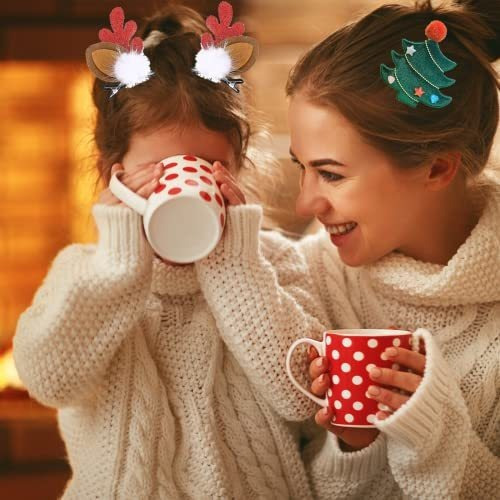 Clip Navidad Niñas - Antler Y Gorro Pelo - 8 Pzas.