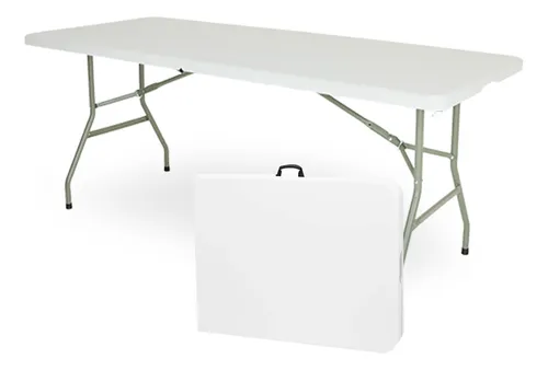 comprar Mesa Plegable de Plastico Portatil de Jardin Tipo Portafolio Ideal para Exterior e Interior Fiestas y Eventos al Aire Libre 180 cm