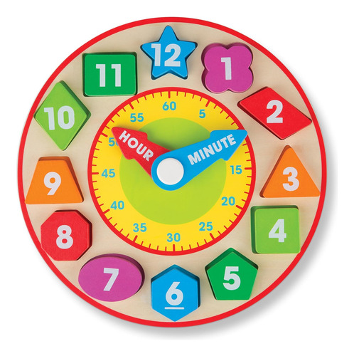Melissa Doug Reloj De Madera, Juguete Educativo Para Niños