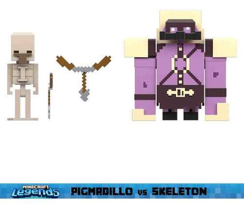 Minecraft Bonecos Pigmadillo Vs Esqueleto Legends - Mattel