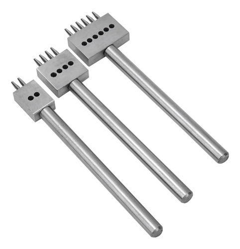 Perforadora De Cuero, 3 Piezas, Cincel Plateado, Herramienta