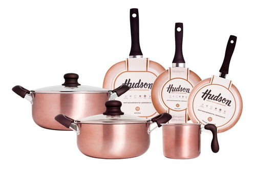 Juego De Ollas Antiadherentes Hudson Ceramica 8 Pz Envio 