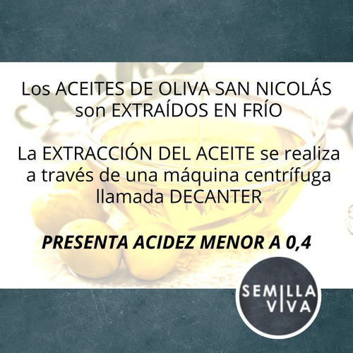 Imagen 3 de 8 de Aceite De Oliva Extra Virgen San Nicolás X 5 Lt - Orgánico