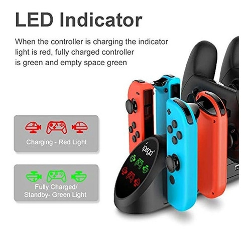 Imagen 2 de 5 de Base De Carga Para Nintendo Switch Joy-con Y Pro Controller,