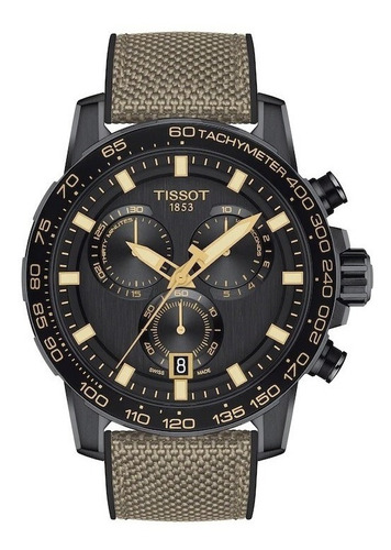 Reloj Tissot T125.617.37.051.01 Supersport para hombre, color negro con correa, color marrón, bisel, color negro, color de fondo negro