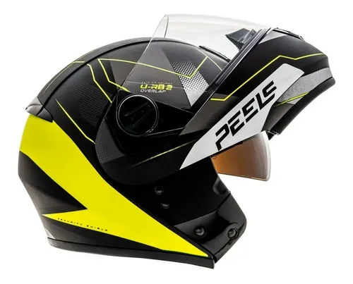 Casco retráctil Peels Urban Overlap para hombre y mujer, color negro mate y amarillo, talla 60