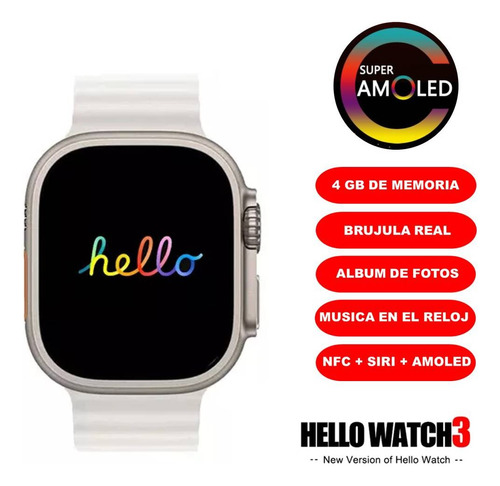 Smartwatch Hello Watch 3 Ultra Amoled 4gb De Memoria