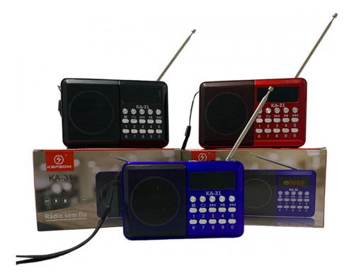 Rádio Fm Retrô Bluetooth 3w De Potência Recarregável Ka-31