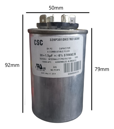 Capacitor Csc 30 + 1.5 Uf 370vac / B 328p301dh37n31a5n1