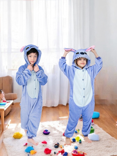 Mameluco Stich Infantil Suave Cómodo Stretch Calientito Celeste 2-3 Años Lisa