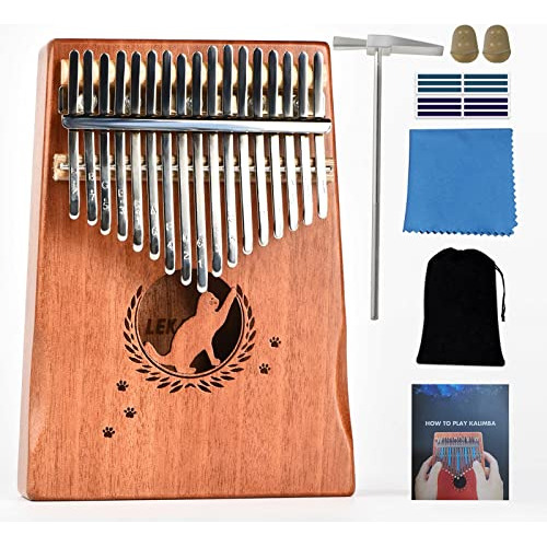 Lekato Portable 17 Key Kalimba, Solid Wood Thumb Piano Mbira