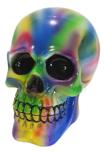 Tie Dye Colorido 5 Pulgadas Cráneo Banco Esqueleto Cabeza .