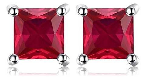  Brincos De Rubi Criados De 0,8 Ct Com Corte Quadrado Jewelr