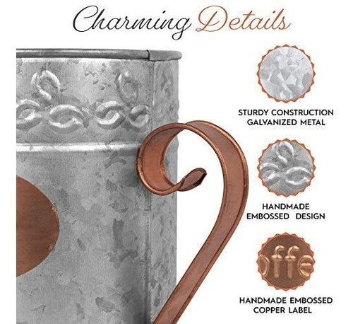 Autumn Alley Rustic Galvanized Coffee Pod K-cup Holder Copper Accents Add Farmhouse Charm to your Counter Large Coffee Mug is Perfect For Coffee Bar Accessories Storage Capsule Holder Organizer