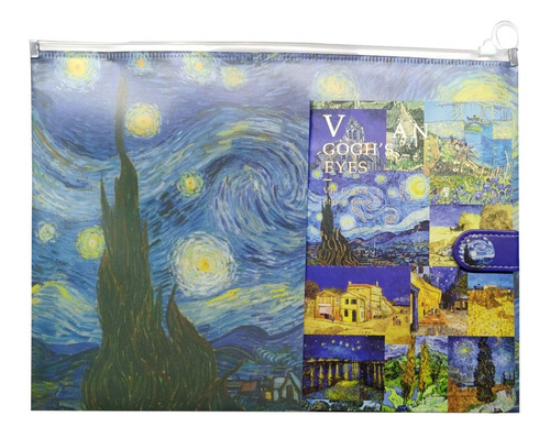 Libreta Van Gogh Noche Estrellada Con Carpeta De Zipper
