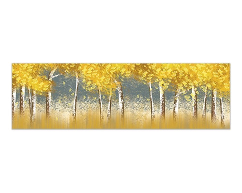 Cuadro Decorativo Bosque En Amarillo Y Oro Arboles