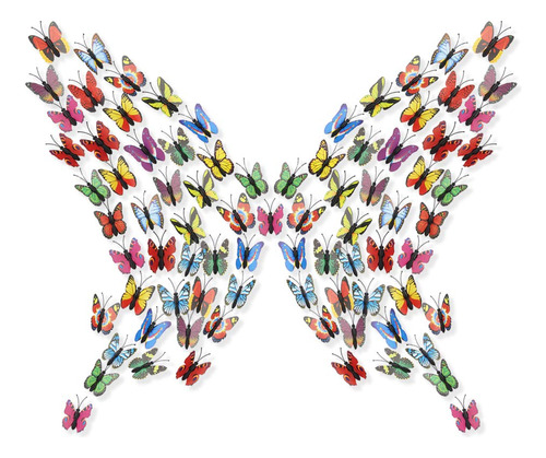 Qumeney - 100 Pegatinas De Pared Con Mariposas 3d, Accesorio