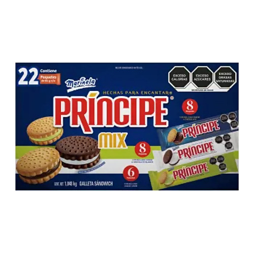 Galletas Principe Marinela Mix Con 22 Pzas De 84 G C/u