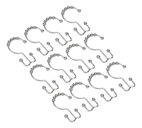 Anillos De Ducha, 12 Unidades, Ganchos Dobles De Metal Resis