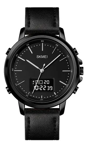Reloj Hombre Skmei 1652 Acero Cuero Ecologico Elegante Color de la