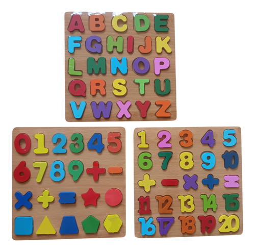 Rompecabezas De Madera Abecedario ,número Juego Didactico X3
