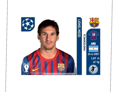 Figurita Lionel Messi Champions League 2011/12 N496