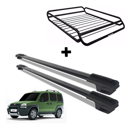 Bagageiro Gradeado + Rack Travessa De Teto Fiat Doblo 2017