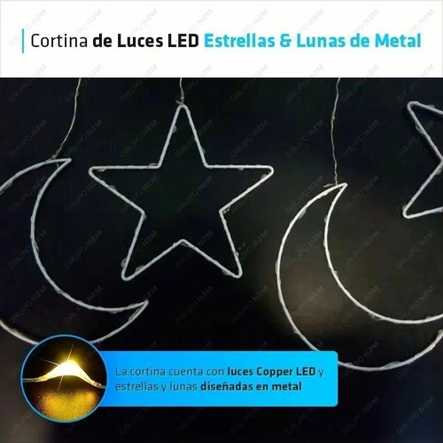 Combo Led Navidad Bc 1 Cortina 3.6m + 1 Alambre 10m Premium