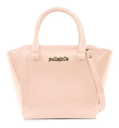 Bolsa tote Petite Jolie PJ3939 design liso de j-lástic  nude com alça de ombro nude alças de cor nude e ferragens metal