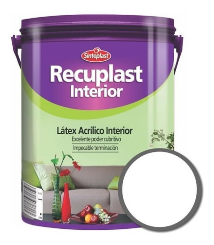 Imagen 2 de 8 de Recuplast Interior Pintura Latex Blanco 20 Lts - Sagitario