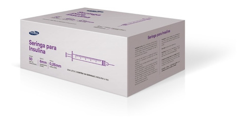 Seringa Insulina Com Agulha Botox 50ui 0,5ml 6mm X 0,25mm Ultrafina (100 X). Capacidade em volume 0.5 mL