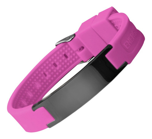 Pulseira Bracelete Silicone E Aço Magnética Neodímio - Rosa