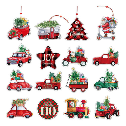 Maitys 16 Piezas Adornos De Camión Rojo Navidad De Navidad