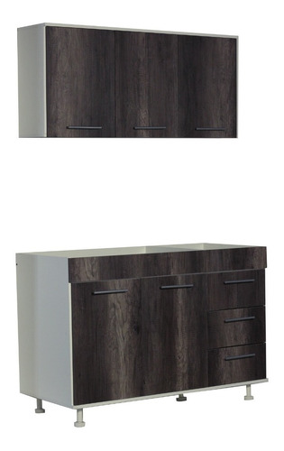 Imagen 3 de 9 de Combo Cocina Bajo Mesada / Alacena 1.40m - Melamina - Tigre