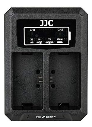 Jjc Lp-e6 Cargador De Batería Usb Con Doble Ranura Para Cáma
