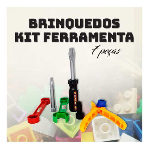 Imagem 5 de 7 de Ferramentas De Brinquedo 7pçs Kit De Ferramentas Infantil