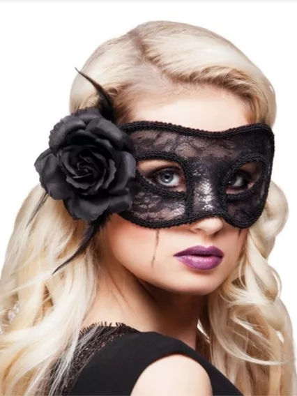 Hosaire 1x Máscara de Encaje Rhinestone Flor de Lirio,Mujeres Antifaz para Mascarada Veneciano Carnaval Halloween Fiesta de Baile Disfraces Juguetes para Pareja 
