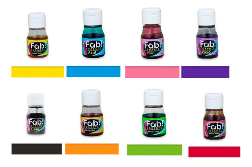 Corante Liquido Fab! Anilina 10ml Kit C/10 Unidades Cores