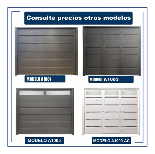 Porton Garage Chapa Con Puerta Y Postigo 255 X 205 Manual Gris Oscuro