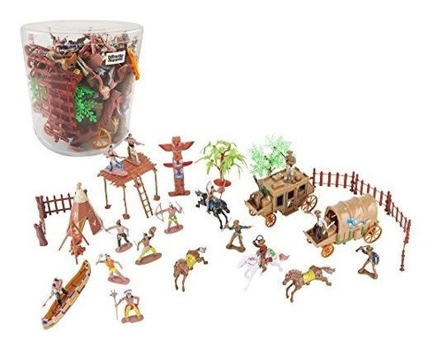 Wild West Cowboys - Indians Figuras Plasticas Bucket Playset